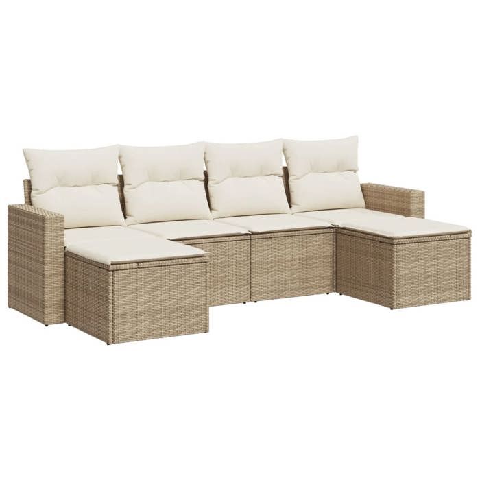 VidaXL Garden Lounge Set with Cushions 6 Pcs Beige Braided Resin 3251655
