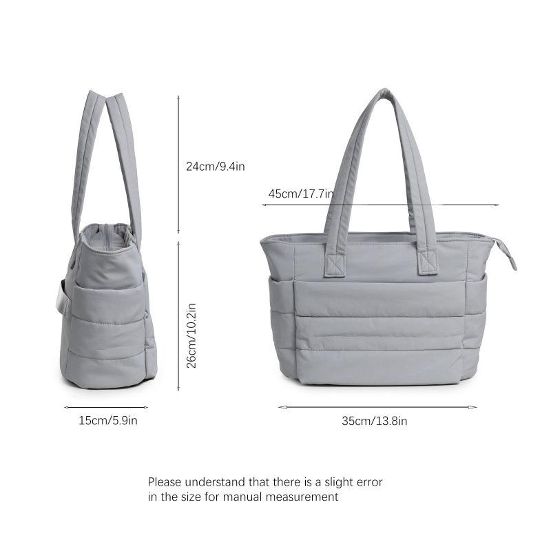Women'S Lightweight Puffy Tote Bag, Soft Quilted Handbag For Travel Work Beach Gym Shopping