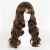 Long Wavy Brown Wig with Bangs Synthetic Women Lolita Cosplay Fluffy Natural Heat Resistant Hair Wig for Daily Party