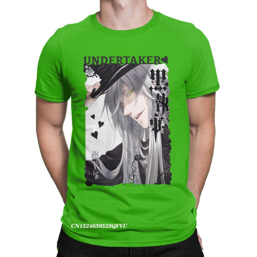 Undertaker Black Butler T-Shirts Herren Anime Lustig Premium Baumwoll T-Shirt Rundhals Harajuku T-Shirt Ästhetische Camisas Tops
