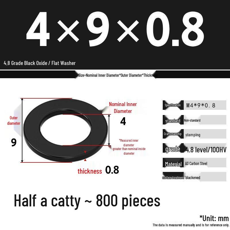 Blackened Enlarged Thickened Metal Washer - M3-M42