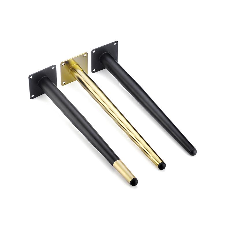 Minimalist Black & Gold Metal Furniture Legs - Straight/Inclined Cone for Sofas, Cabinets, TV Stands, Coffee Tables