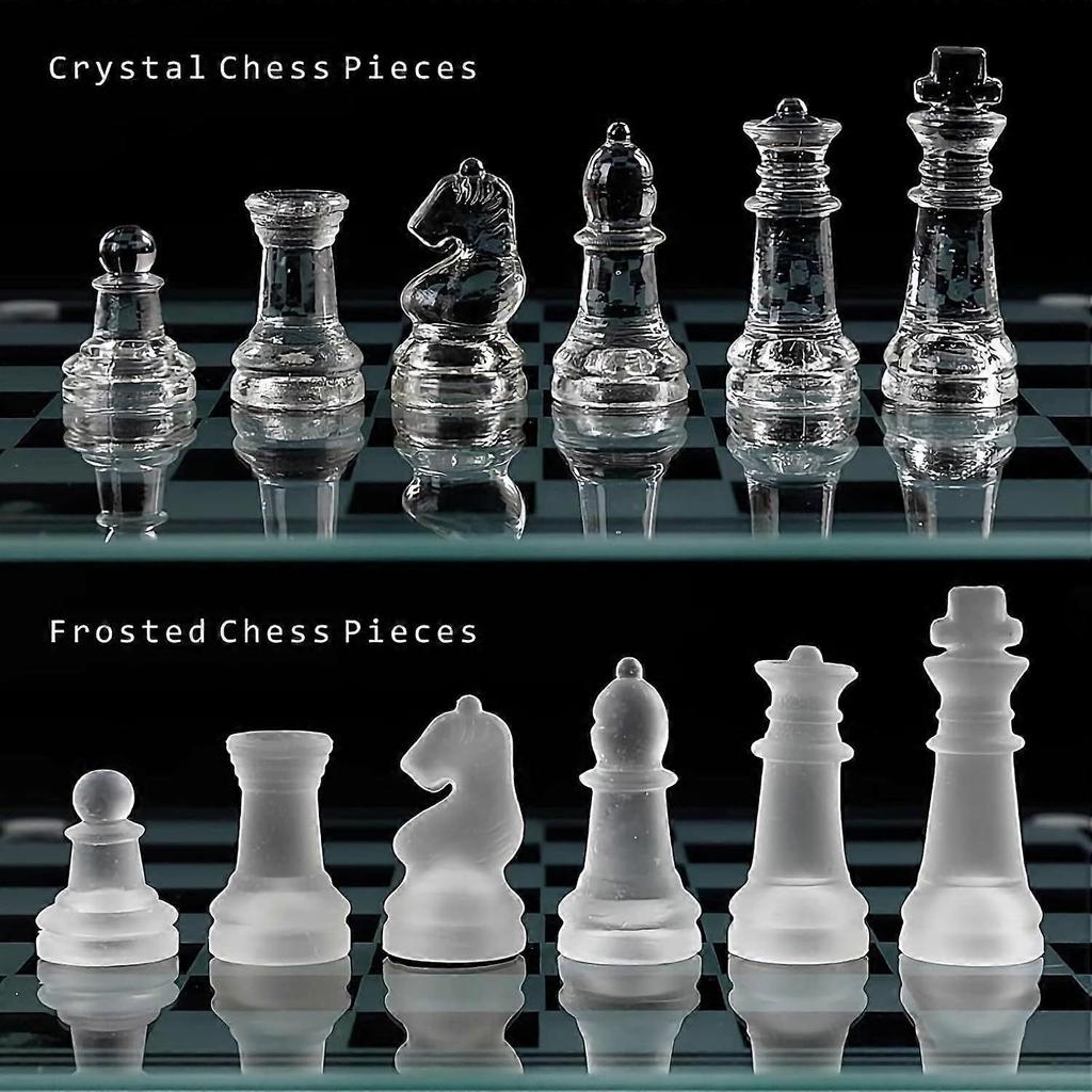 Elegante Set da Scacchi in Vetro da 10" - Gioco da Tavolo di Qualità Premium per Tutte le Età per Appassionati di Scacchi e Decorazione per la Casa