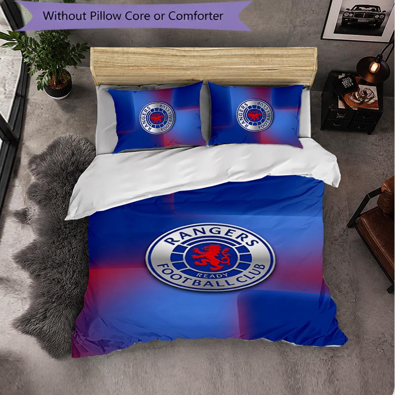 Biancheria da letto a tema Rangers FC Set 3 Pezzi Copripiumino Biancheria da letto Decorativa Per Stanza Adolescenti Decorazione Casa