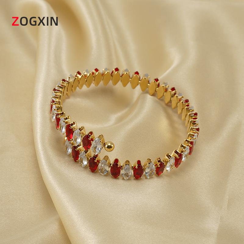 

European and American 18K Gold Plated Zircon Stainless Steel Adjustable Geometric Bracelet for Women