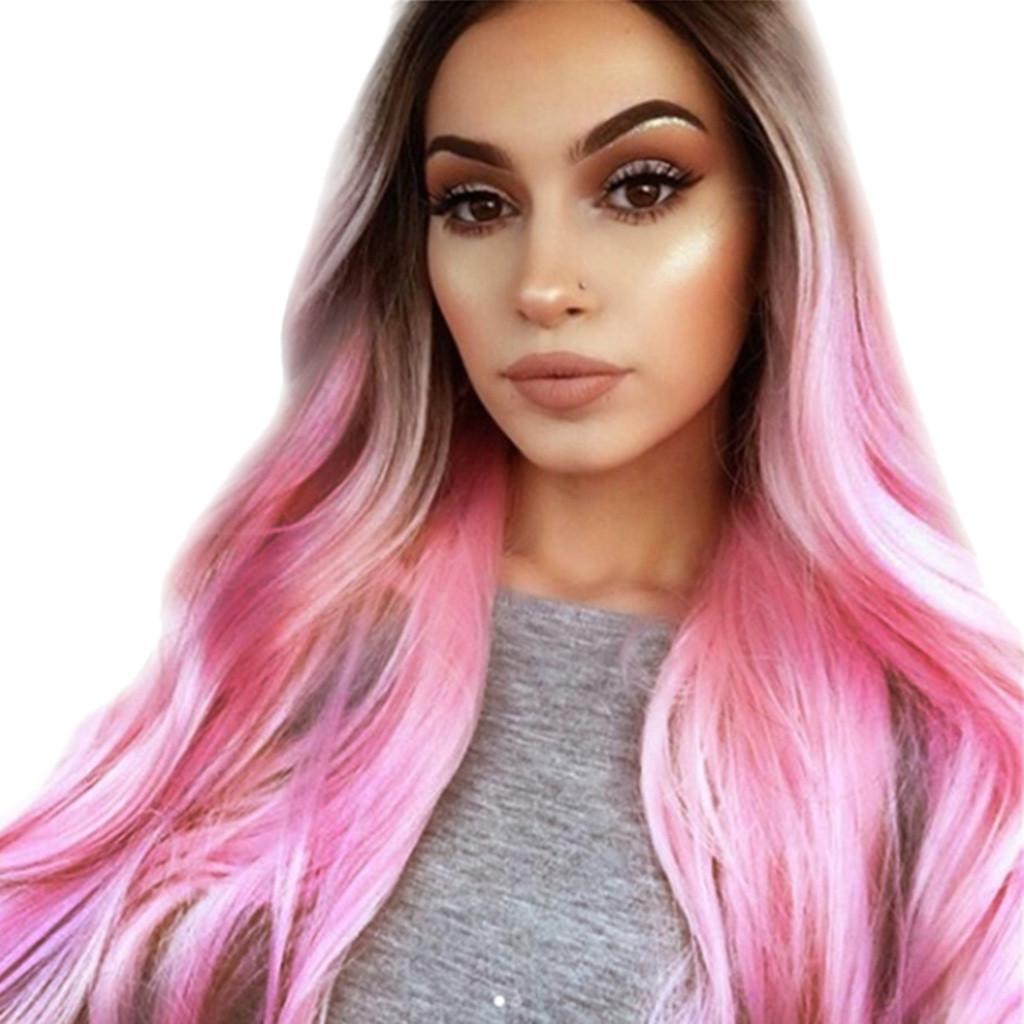 

Fashion Synthetic Long Wavy Gradient Dyeing Natural Hair Full Wigs For Women