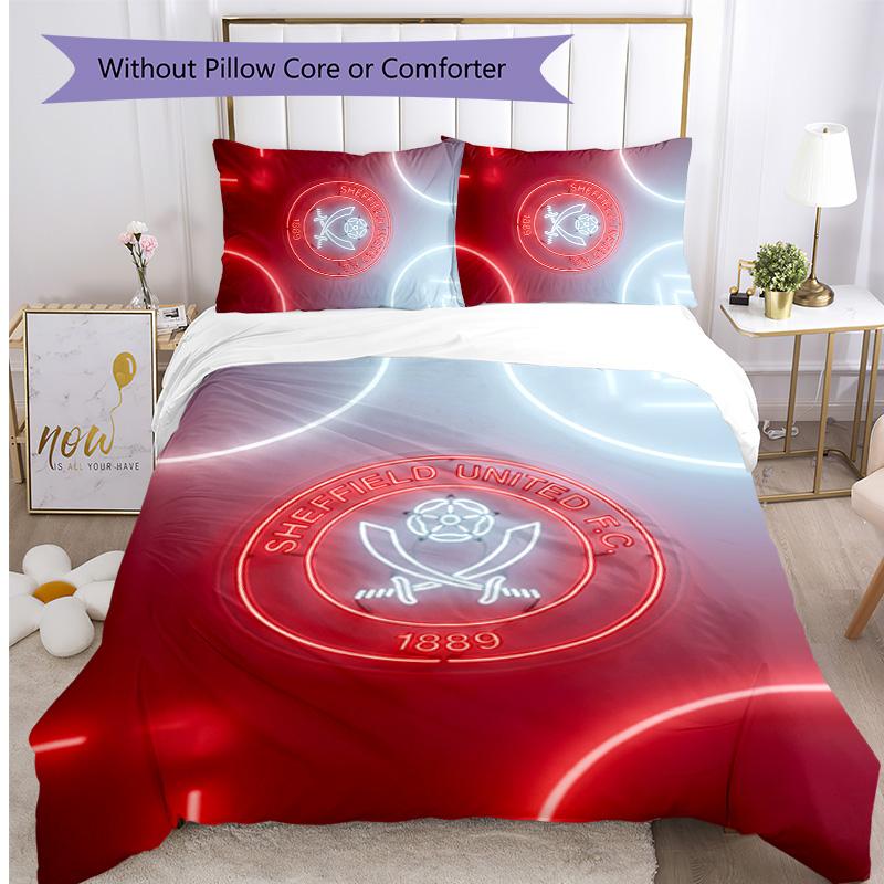 Set Lenzuola Stampato Sheffield United Football 3 Pezzi, Comodo Set Copripiumino per Camera da Letto Amico della Pelle