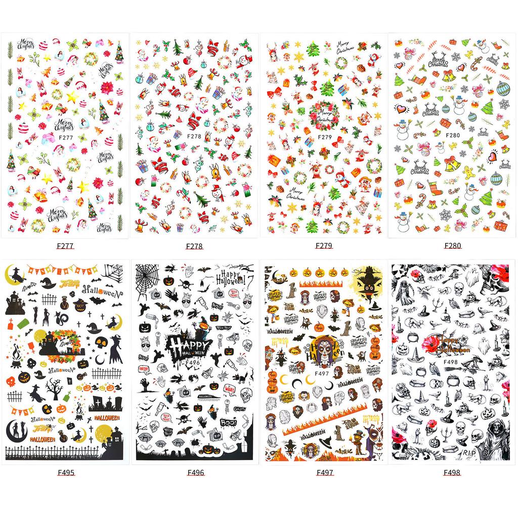 3D Adhesive Halloween Christmas Nail Stickers Decals Nail Art Decoration
