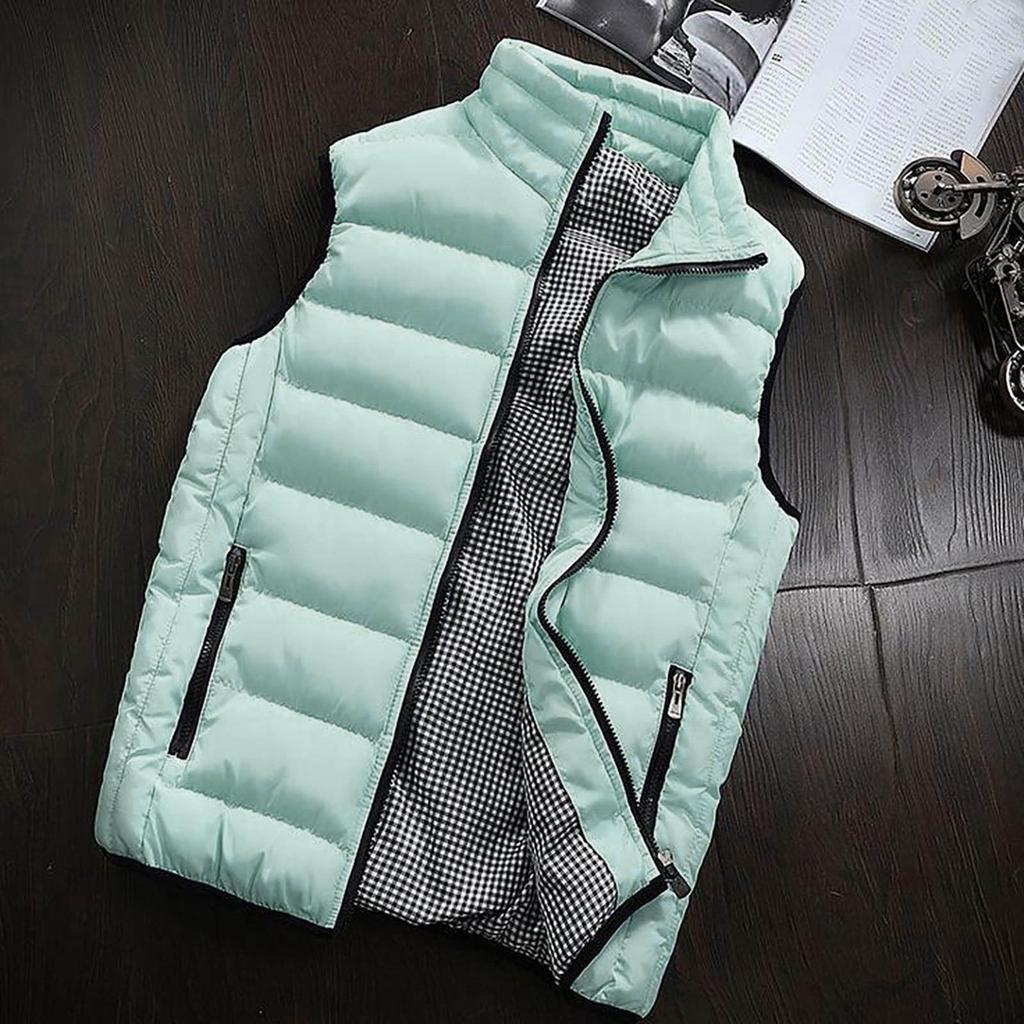 Menn Vinterfrakk Vattert Bomullsvest Varm Hette Tykk Vest Topper Jakke
