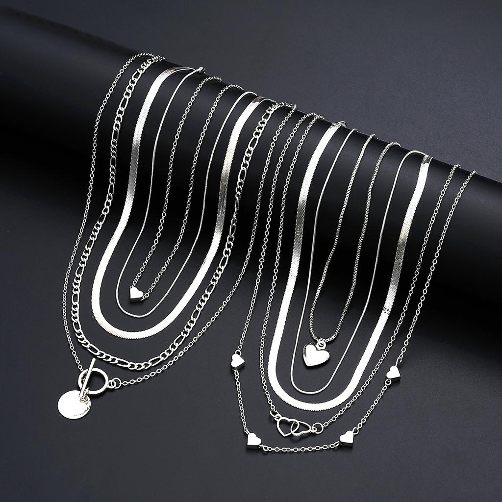 10Pcs/Set Women's Simple Stackable Pendant Necklaces Set Fashion Love Heart Multilayer Necklaces Female Party Jewelry Gifts 2026
