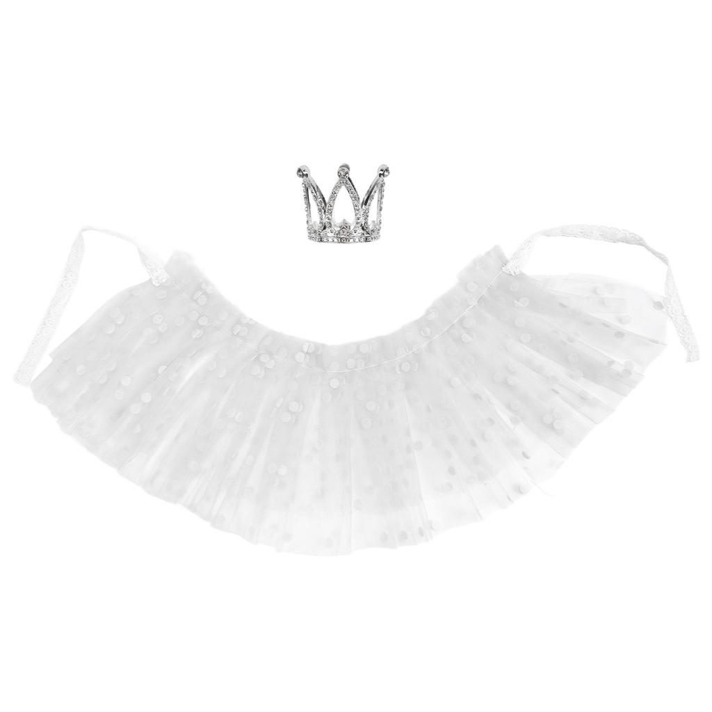 Baby Photography Mesh Skirt Soft Cute Newborn Photo Prop Princess Dress with Crown for Toddler Girls