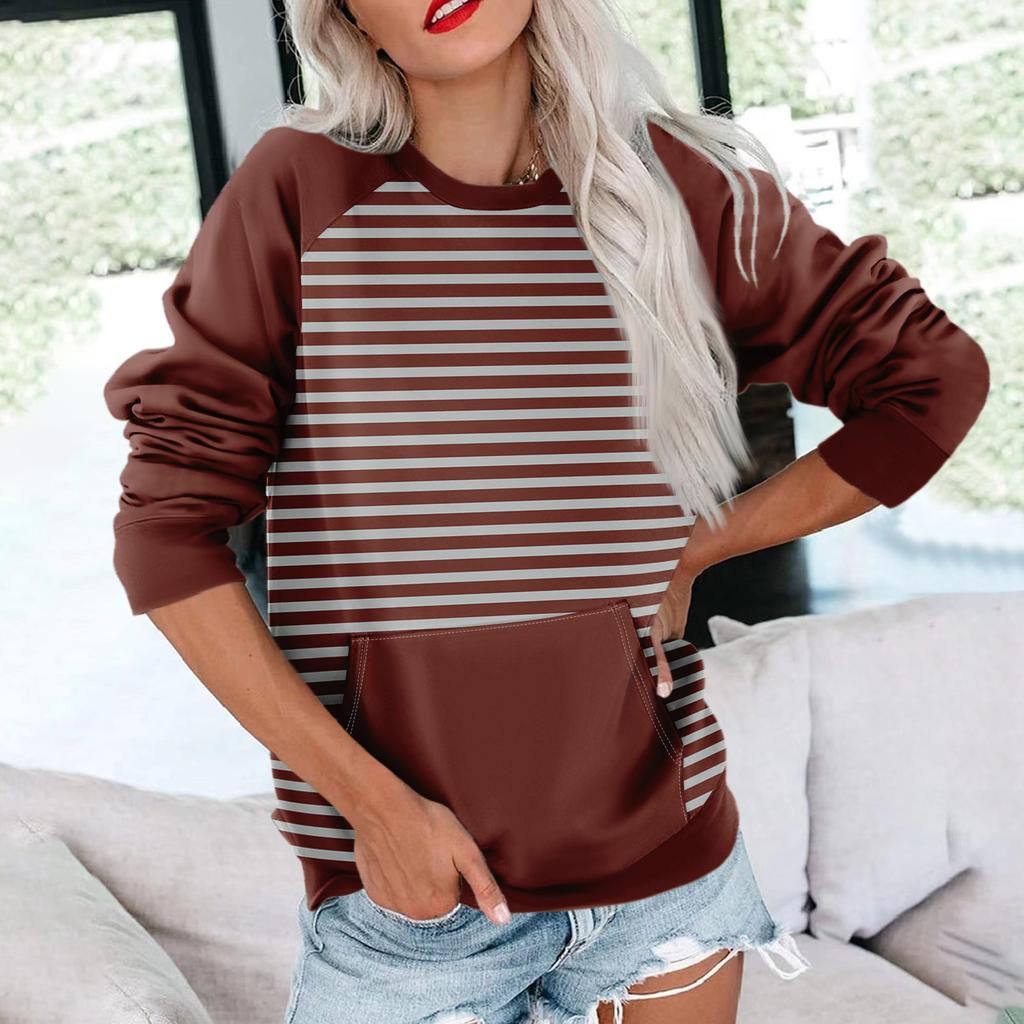 Womens Long Sleeve Sweatshirt Casual Crewneck Cute Pullover Tops Printing Lightweight Sweatshirt With Pocket