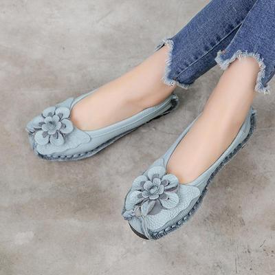 2025 weiche echte Leder flache Schuhe Frauen Wohnungen mit Blumen Damen Schuhe Frauen Designer Loafers Slip On