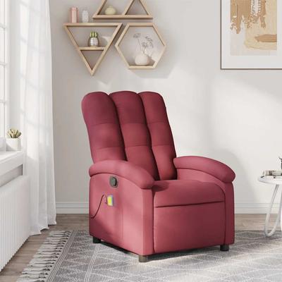 Vidaxl Reclining Massage Chair, Wine Red, Fabric Upholstered