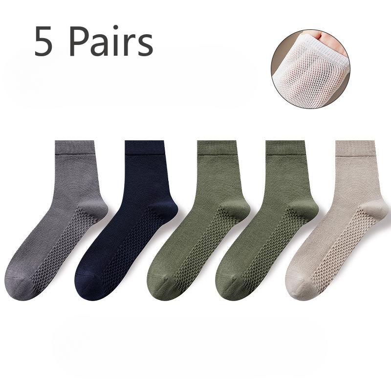 

5 пар носков средней длины из чистого хлопка, антибактериальные, дышащие и влагоотводящие, летние, для бизнеса, повседневные и спортивные 5 pairs