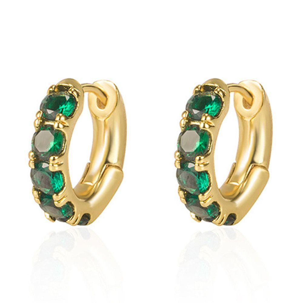 Green Huggie Hoop Earrings Round Hoop Earrings Emerald Green Hoop Earrings Circular Earrings