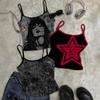 2026 Summer Red & Black Star Print Spaghetti Strap Slimming Tank Top for Women