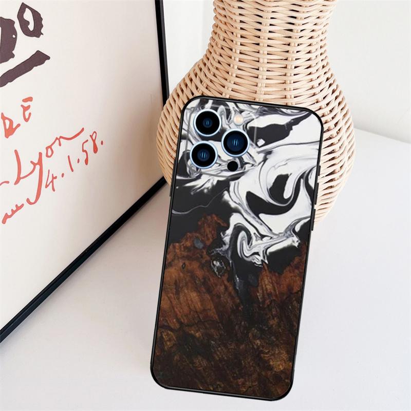 Wood Resin Traveler Protective Phone Case For iPhone 16 Pro Max 15 14 13 11 12 17 Pro Max Mini 15 16 Plus 16e 17 Air Cover