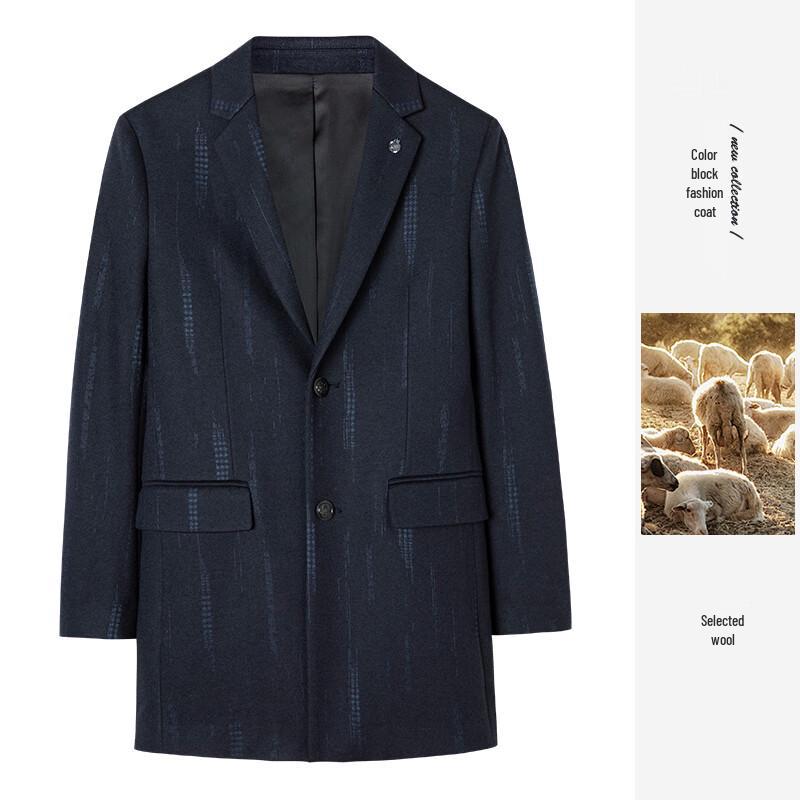 

TRiES Men s Retro Lapel Wool Blend Double-Breasted Coat M