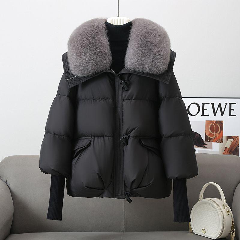 Abnehmbarer Pelzkragen Winter Daunenjacke - Warmer, verdickter Weißenten-Daunenmantel für das neue Jahr