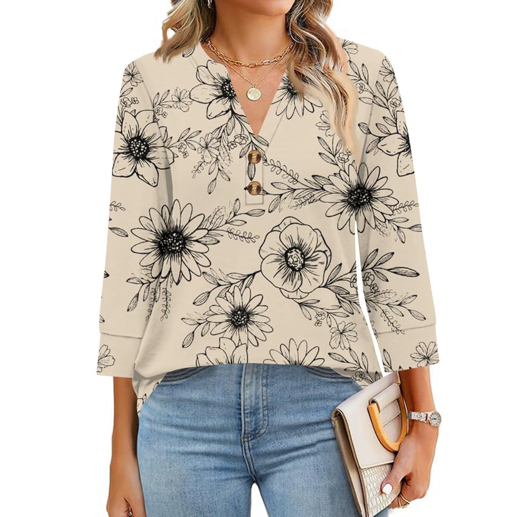 Camisas de Manga 3/4 Heley para Mujer Moda Verano Blusas Ropa para Vacaciones en la Playa