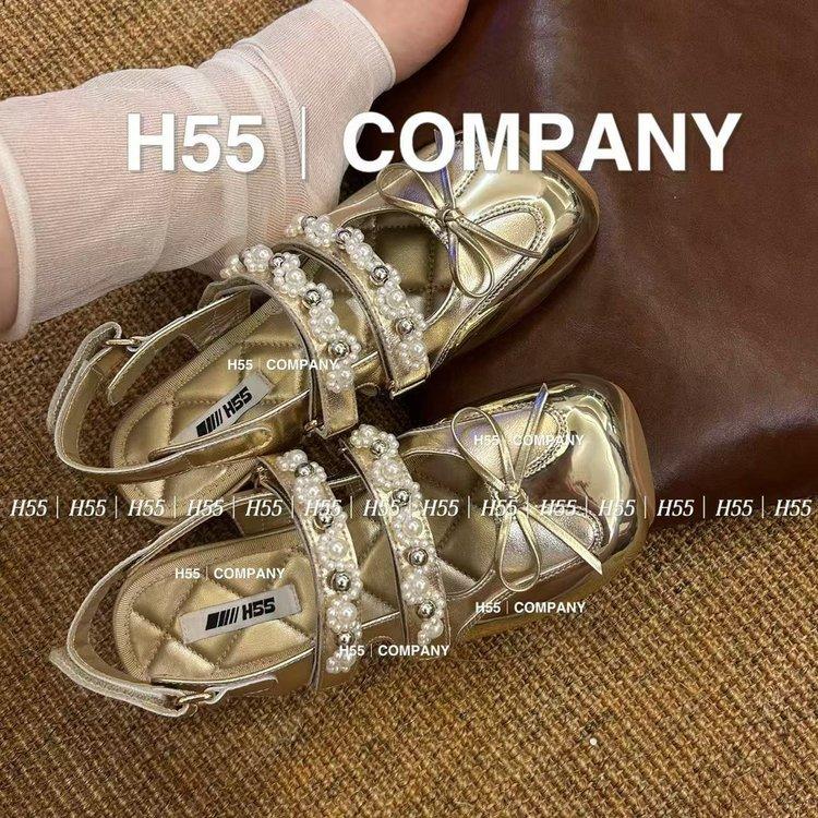 

Metal niche ballet Mary Jane women s shoes summer new versatile flat-bottomed bag head drag bow precious sandals 40 золотой