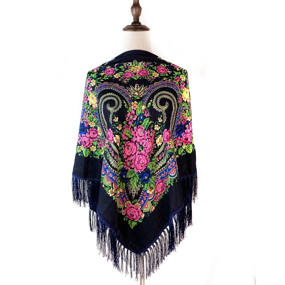 135*135cm Luxury Floral Print Ukrainian Square Scarf