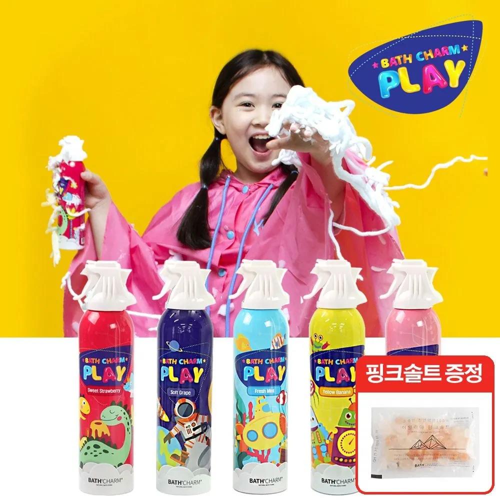 (5 Types) BATHCHARM Play Baby Bubble Cleanser Bubble Bath Bomb 200ml x 5ea + Free Gift: 1 100g Coarse Pink Salt