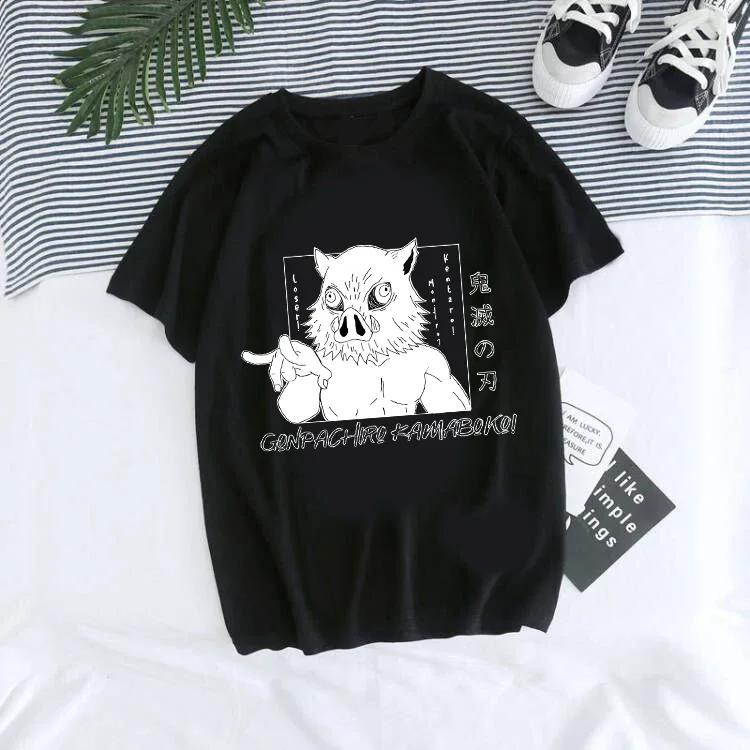 Women T-shirt Kaus Grafis Anime Demon Slayer Uniseks Tanjirou Kamado Kaus Wanita Kimetsu No Yaiba Nezuko Kaus Wanita