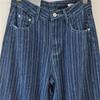 Women's High Waist Washed Striped Loose Straight Wide Leg Vintage Casual Denim Pants Summer Fashion