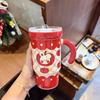 Straw Cup with Lid High Value Ins Mug Couple Ceramic Water Cup Large Capacity Birthday Gift for Girls