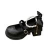 Fashion Butterfly-knot Thick Heel Women Mary Jane Shoes Fashion Shallow Pearl Ankle Buckle Shoes Ladies Outdoor Dress Pumps
