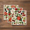 6PCS Cleaning Dishcloths Reusable Kitchen Dish Towels Vintage Floral Berry Print Dishcloth Absorbent Lint Free Cloth Washable Duster Rags Tea Towels