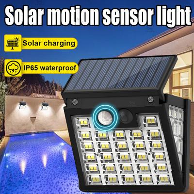 PIR Bewegungssensor Solar Wandleuchte 3 Modi Außen Solarbetriebene Lampe Garten Solar Zaunleuchte Wasserdicht Solar Terrassen Straßenlampe