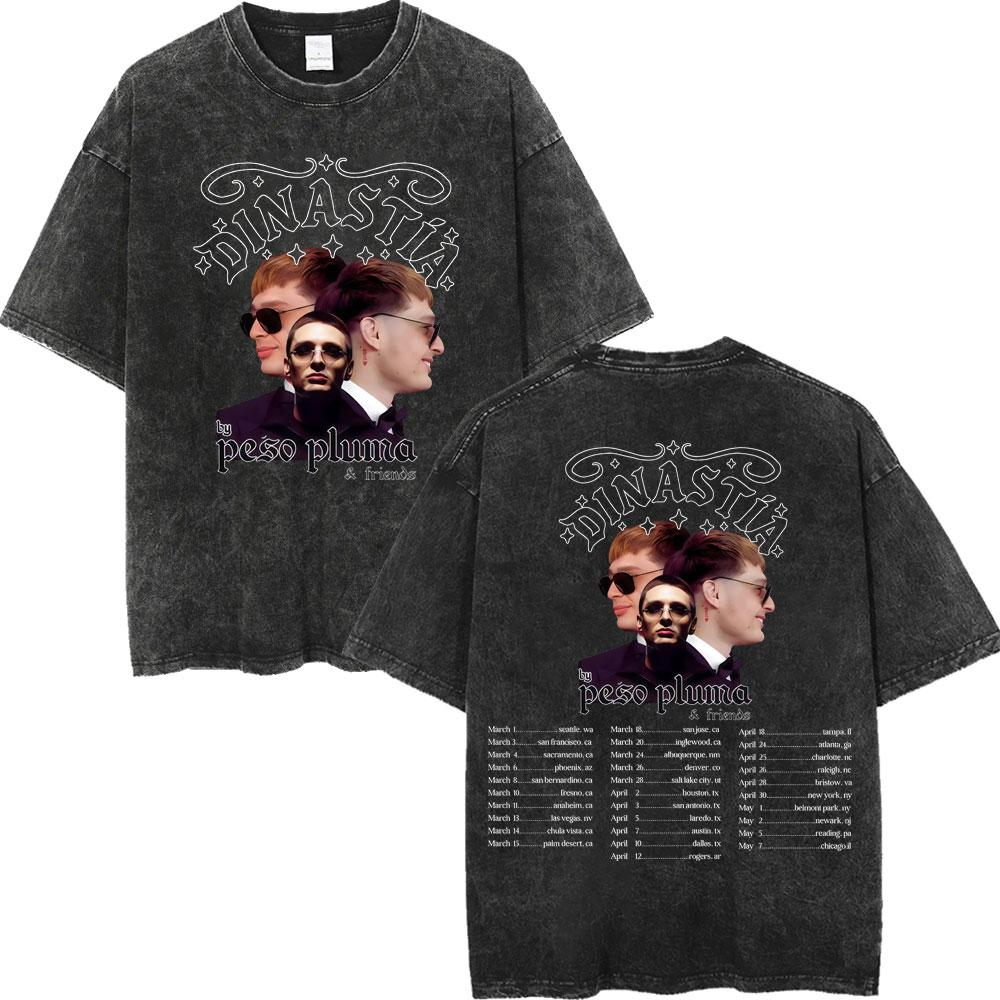 Vintage Washed Rapper Peso Pluma Poster Graphic T Shirt Men Women Fashion Hip Hop Tshirt High Quality Cotton Oversized Tshirts