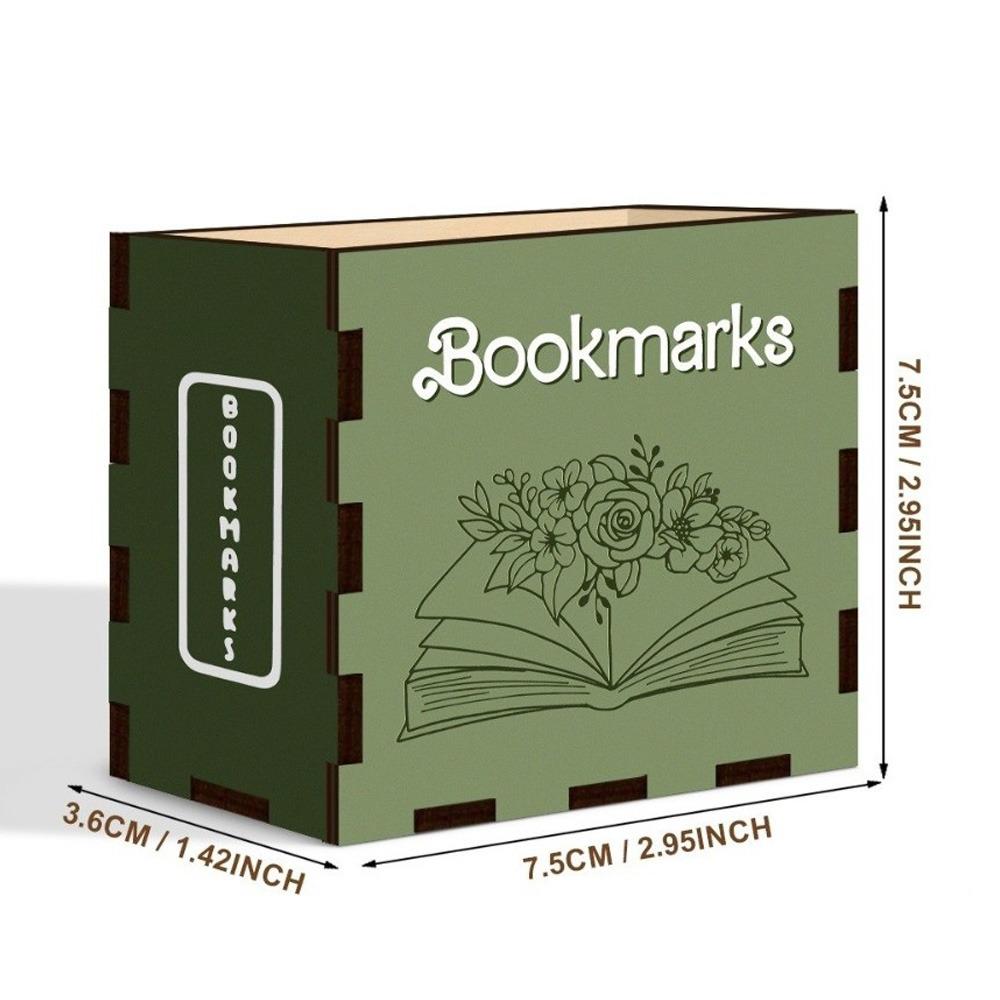 Wood Bookmark Storage Box Printed Pattern Desktop Storage Box Desktop Organization Storage Box