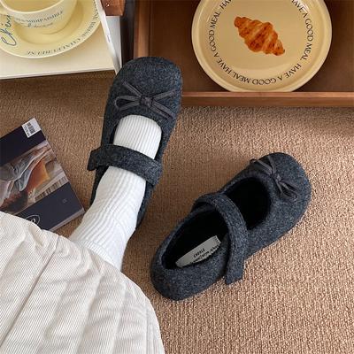 Fée nœud vent chaussures moelleuses chaussures femme automne et hiver nouveau chaud petit homme velours haricot chaussures en coton