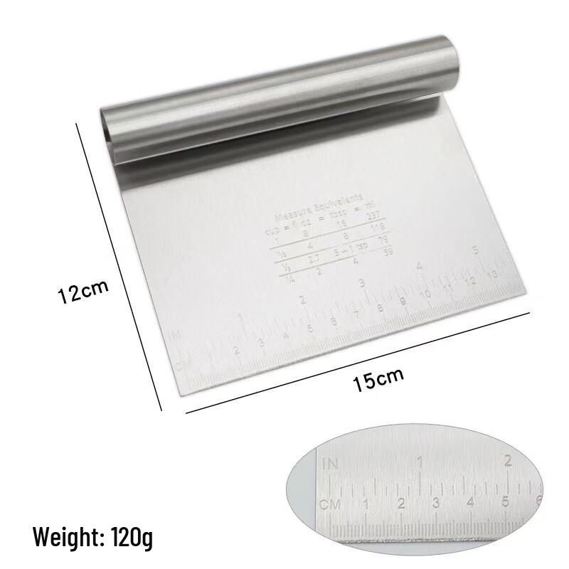 Stainless Steel Dough Scraper & Cutter with Scale, 2-Pack