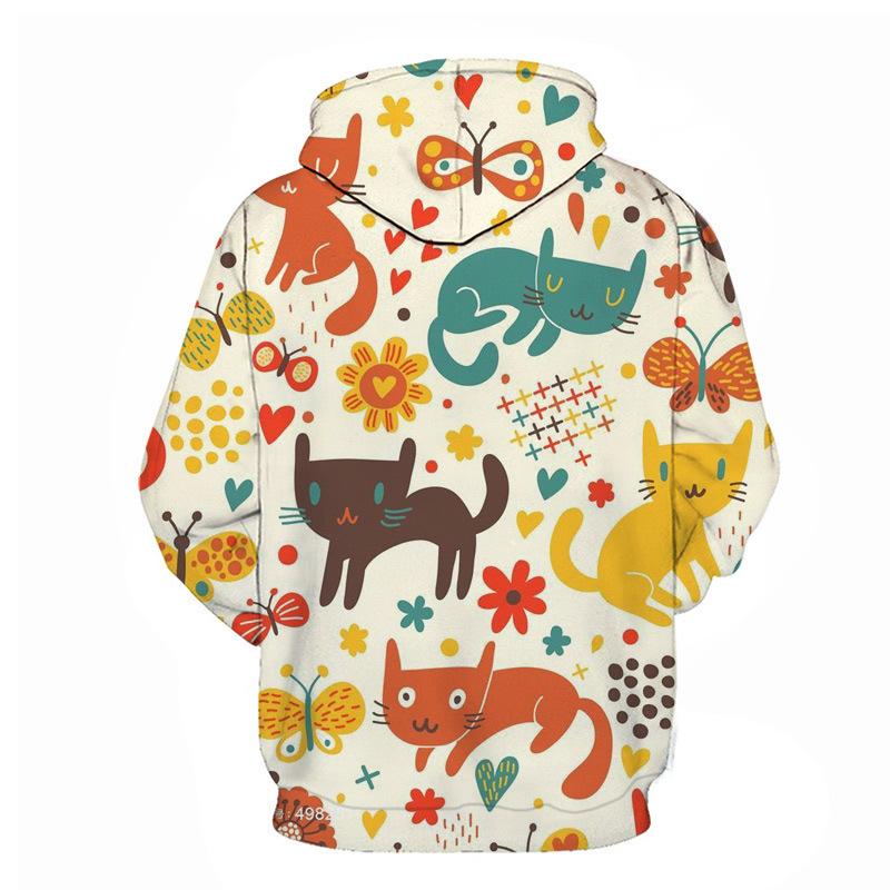 Autumn Animal Cat Pattern 3D Printed Hoodies Fashionable Casual Sports Long Sleeved Men's Hooded Sweatshirts