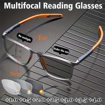 Photochromic Multifocal Glasses Anti-blue Light Reading Eyeglasses Men Women Ultralight TR90 Sport Presbyopia Eyeglasses Diopter