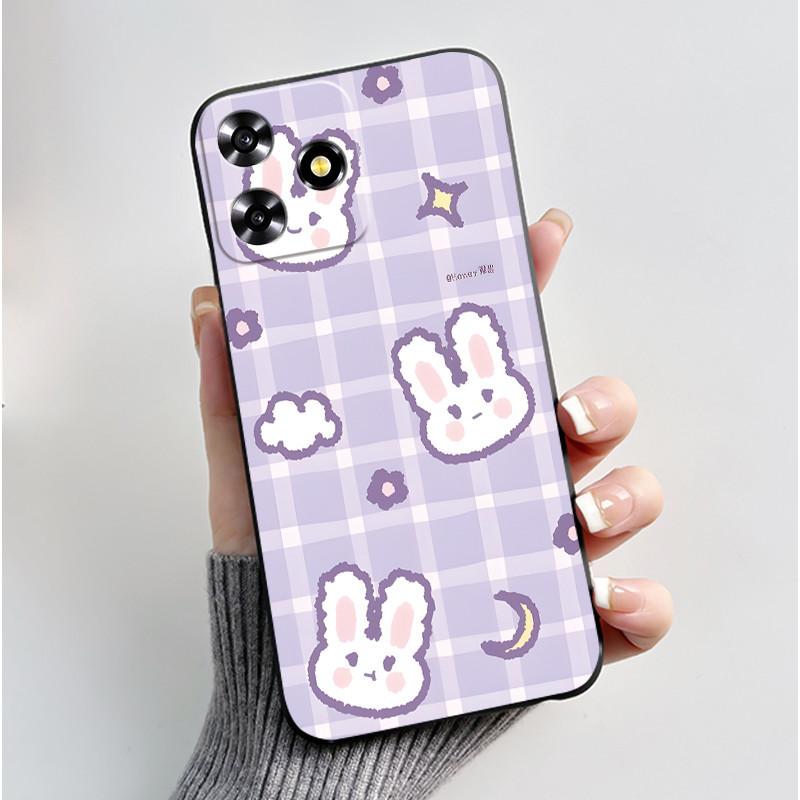 For ZTE V50 Design 4G V 50 Smart Case Cute Rabbit Black Soft Silicone Cover For ZTE Blade A73 4G Axon 50 Lite Phone Case Fundas