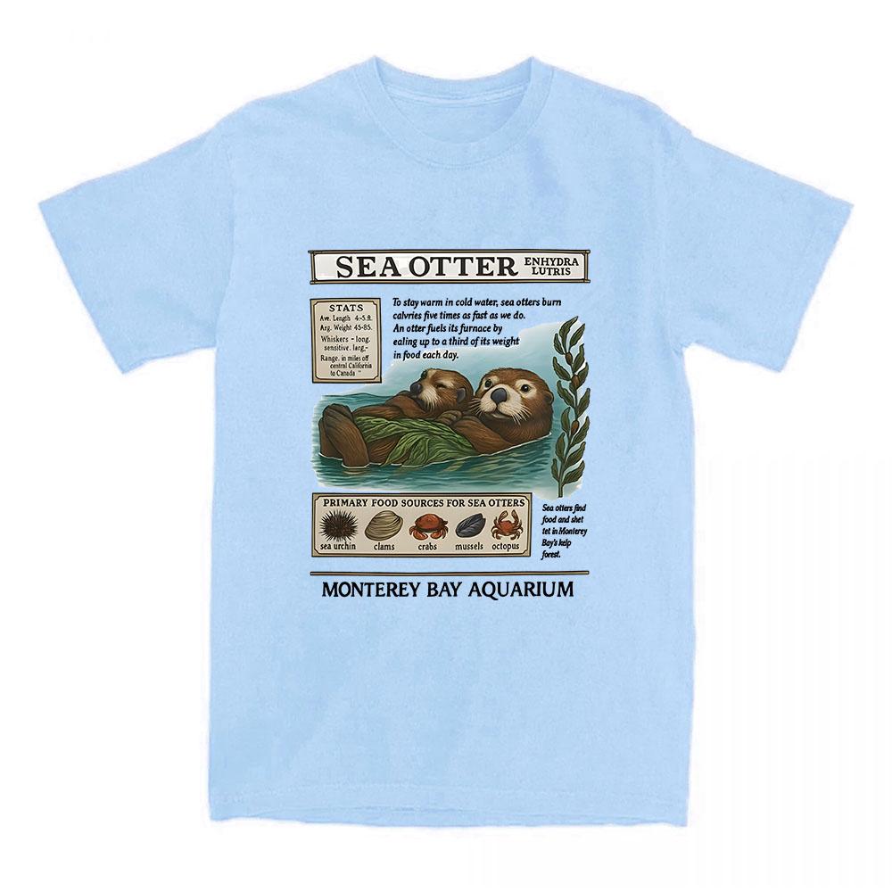 Unisex Tees Monterey Bay Aquarium Sea Otter Tshirts Cartoon Funny Graphic Printing Tshirt Unisex Streetwear Cotton Loose T Shirt