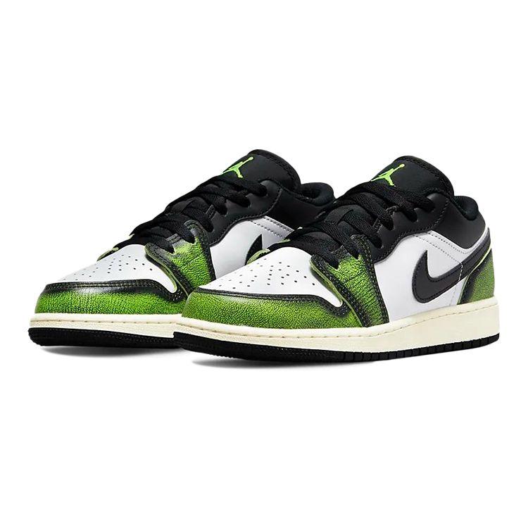 Air Jordan 1 Low SE GS Wear-Away - Electric Green Kids Sneakers White Black Sail DO8244-003