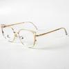 European and American new fashion anti-blue glitter glasses cat eye frame female metal personality trend versatile street shot flat mirror