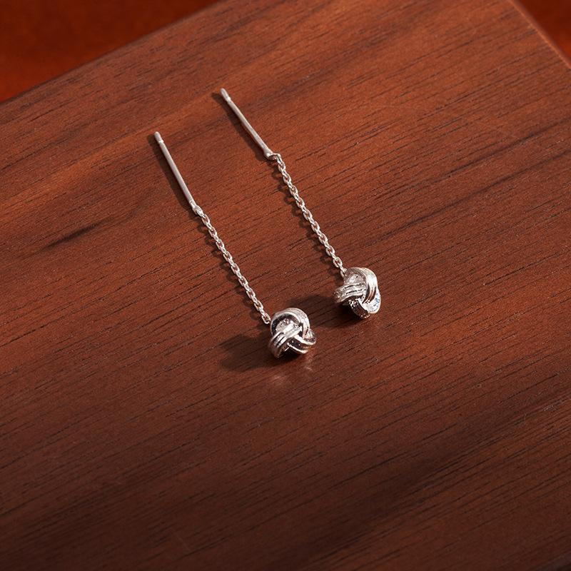 Long Ruyi Knot Fringed Ear Line Light Luxury Temperament High-End Earrings Atmosphere Daily Versatile Ear Hole Earrings Women