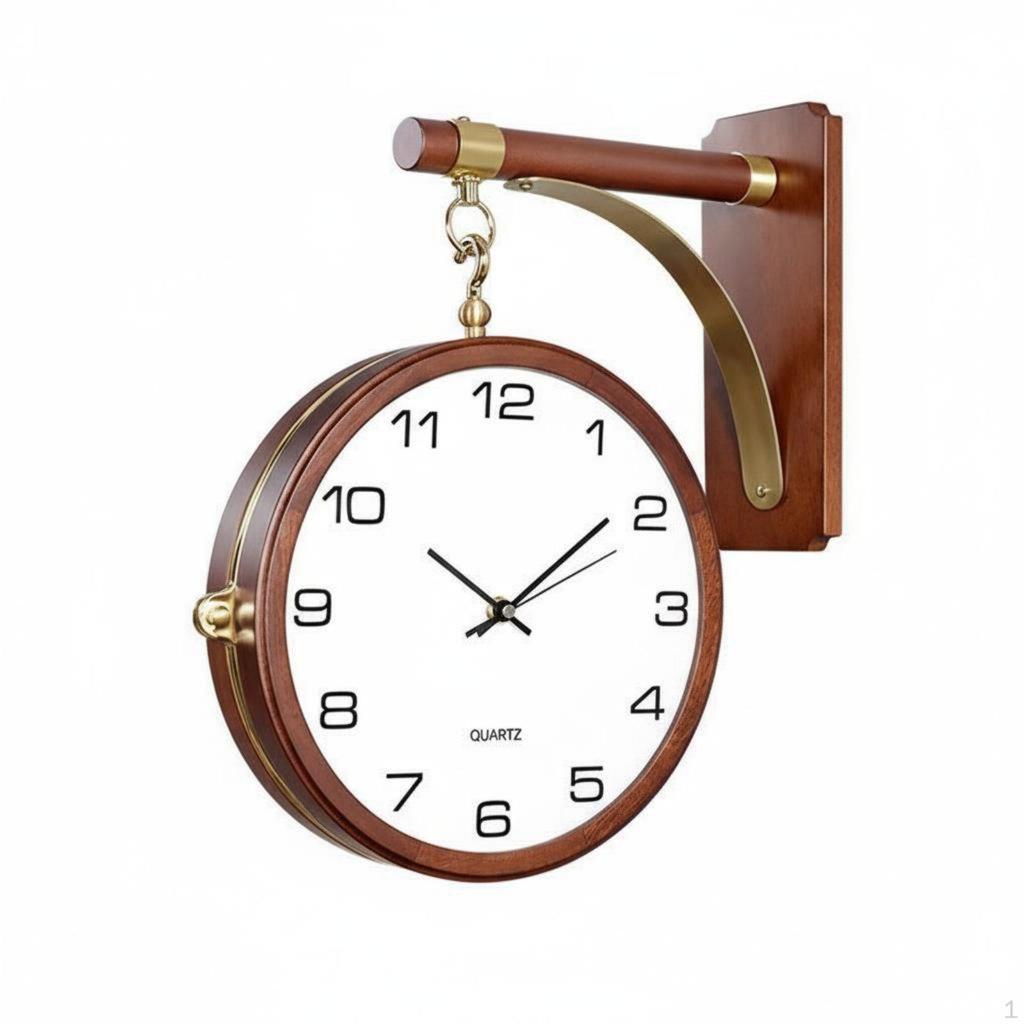Double Sided Wall Clock Modern Nordic Design Silent Home Decor for Living Room, Hallway, Office