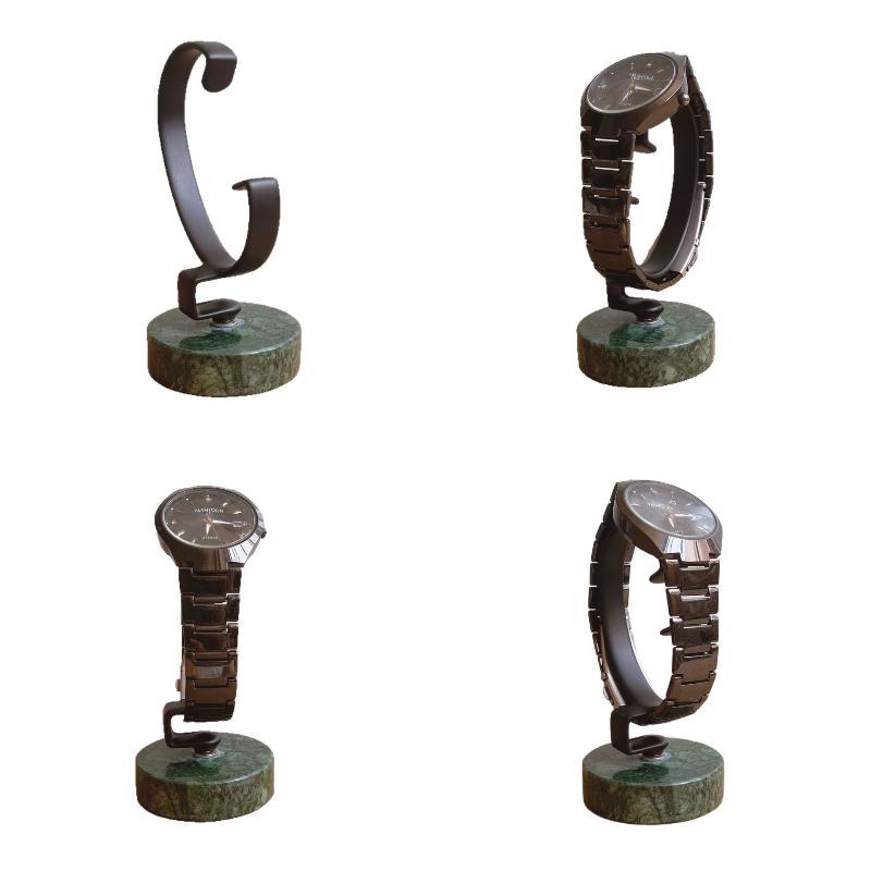 Watch Display Stand Marble Base Metal C Shape Holder Anti Slip Jewelry Wristwatch Rack Watch Collection Storage Show