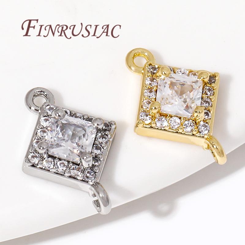 Trendy 18K Gold Plated Zircon Crystal Pendant Charms Connector For Jewelry Making DIY Earrings/Necklace/Bracelets Accessories