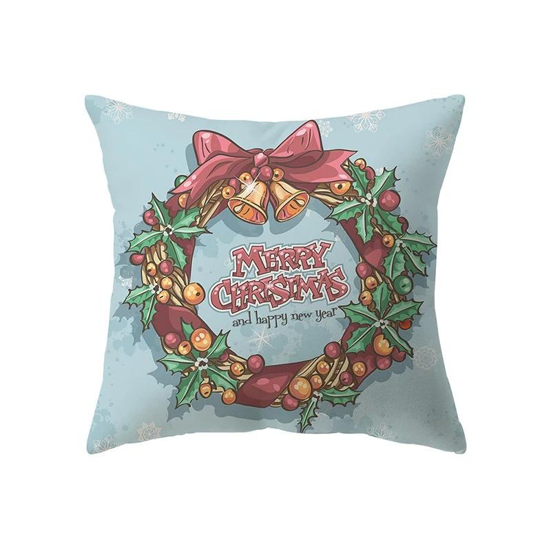Cute Santa Claus Christmas Theme Printed Pattern Cushion Cover For Home Living Room Sofa Decoration Square Pillow Cover