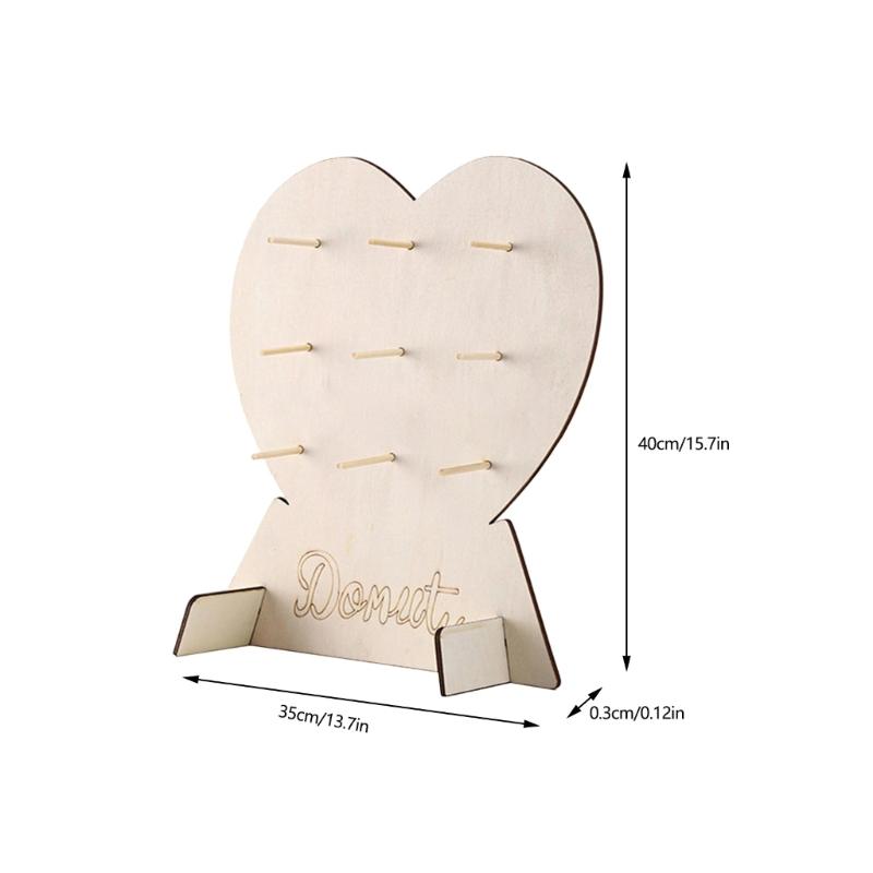 2Pcs Heart Shaped Cake Display Rack Wooden Cake Dessert Holder Stand for Kids Birthday Baby Shower Wedding Decoration